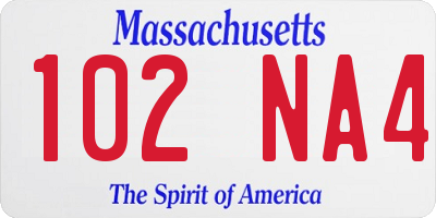 MA license plate 102NA4