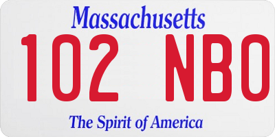 MA license plate 102NB0