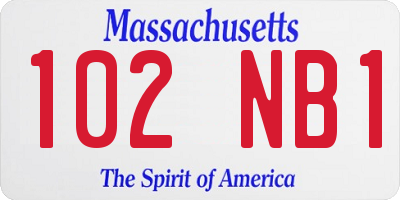 MA license plate 102NB1