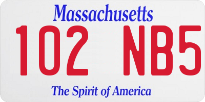 MA license plate 102NB5