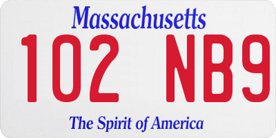 MA license plate 102NB9