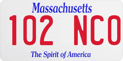 MA license plate 102NC0