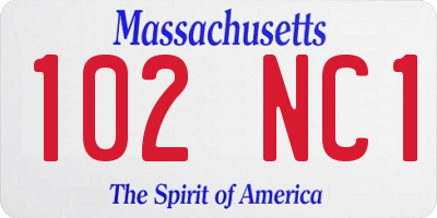 MA license plate 102NC1