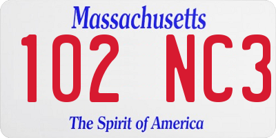 MA license plate 102NC3