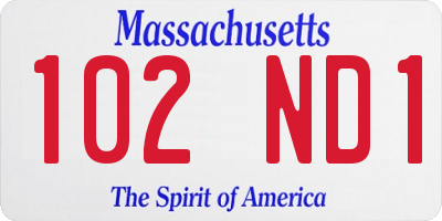 MA license plate 102ND1