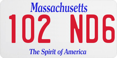 MA license plate 102ND6