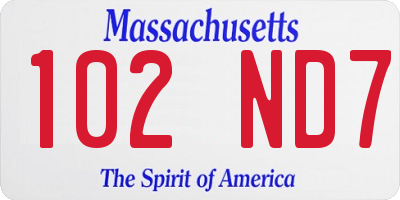 MA license plate 102ND7