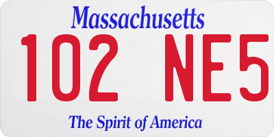 MA license plate 102NE5