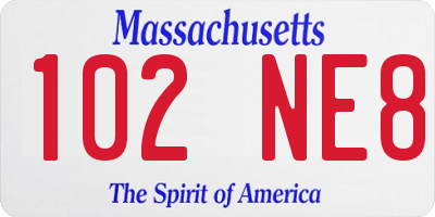 MA license plate 102NE8
