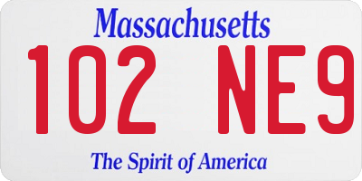 MA license plate 102NE9