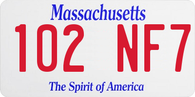 MA license plate 102NF7