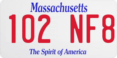 MA license plate 102NF8