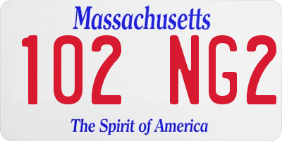 MA license plate 102NG2