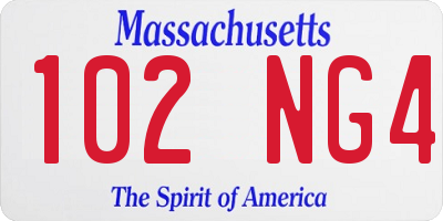 MA license plate 102NG4