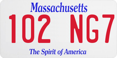 MA license plate 102NG7