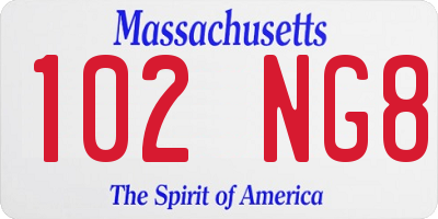 MA license plate 102NG8