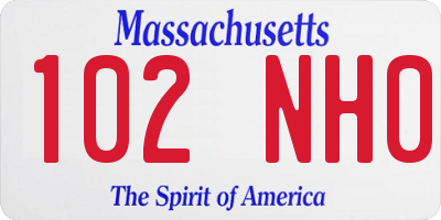 MA license plate 102NH0