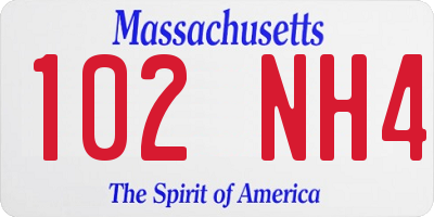 MA license plate 102NH4