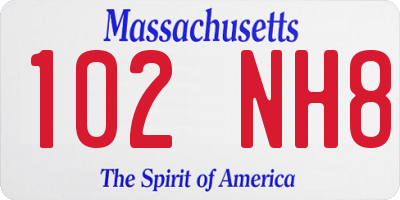 MA license plate 102NH8