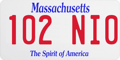 MA license plate 102NI0