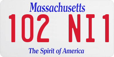 MA license plate 102NI1