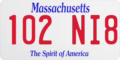 MA license plate 102NI8
