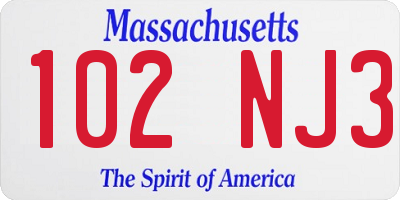 MA license plate 102NJ3