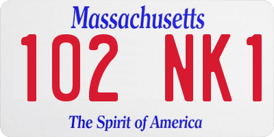 MA license plate 102NK1