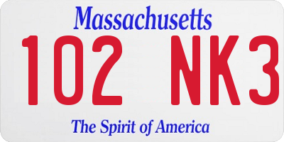 MA license plate 102NK3