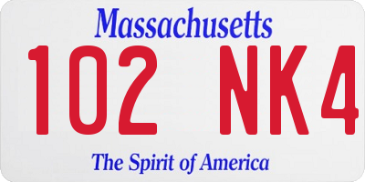 MA license plate 102NK4