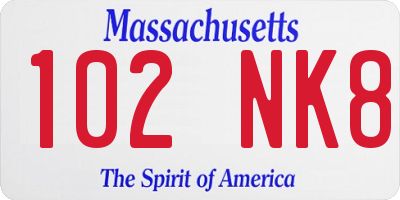 MA license plate 102NK8