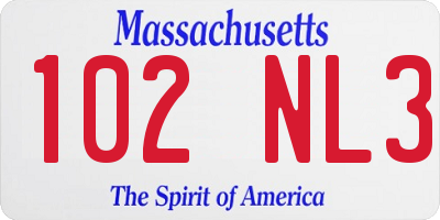 MA license plate 102NL3