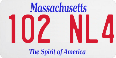 MA license plate 102NL4