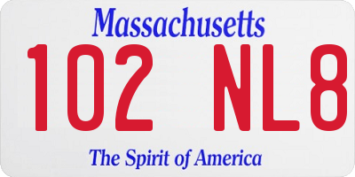 MA license plate 102NL8