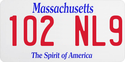MA license plate 102NL9