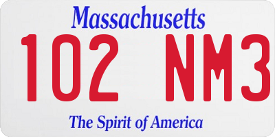 MA license plate 102NM3