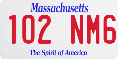 MA license plate 102NM6