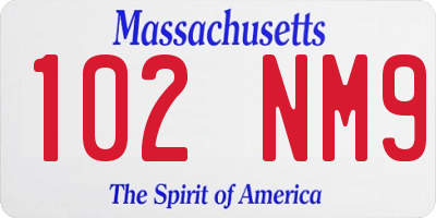 MA license plate 102NM9