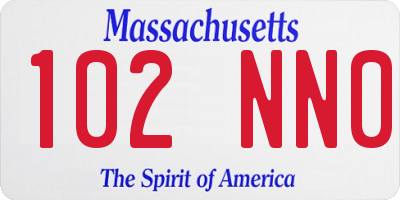 MA license plate 102NN0