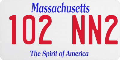 MA license plate 102NN2