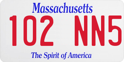 MA license plate 102NN5