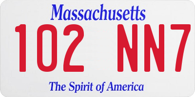 MA license plate 102NN7