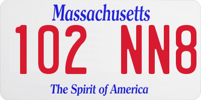 MA license plate 102NN8