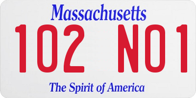 MA license plate 102NO1