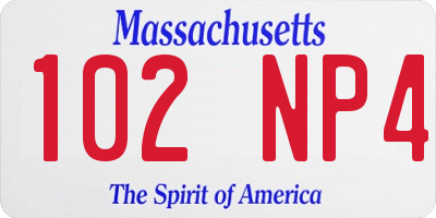 MA license plate 102NP4