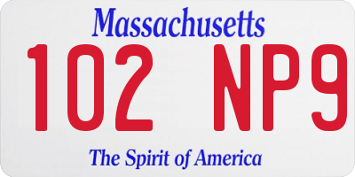 MA license plate 102NP9