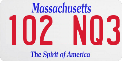 MA license plate 102NQ3