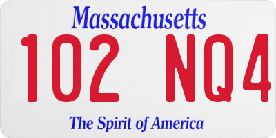 MA license plate 102NQ4