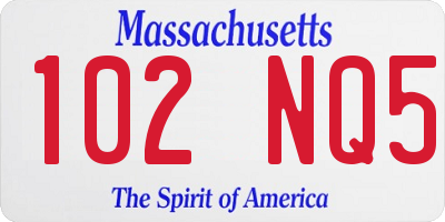 MA license plate 102NQ5