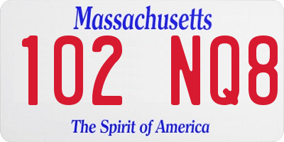 MA license plate 102NQ8